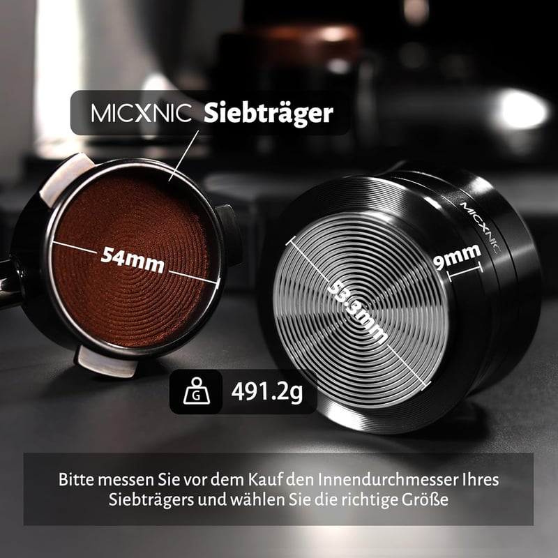MICXNIC Kávétömörítő 54 mm Rugós Önszintező Espresso Tamper Sage Breville Barista Express Portafilterhez Dió Fekete