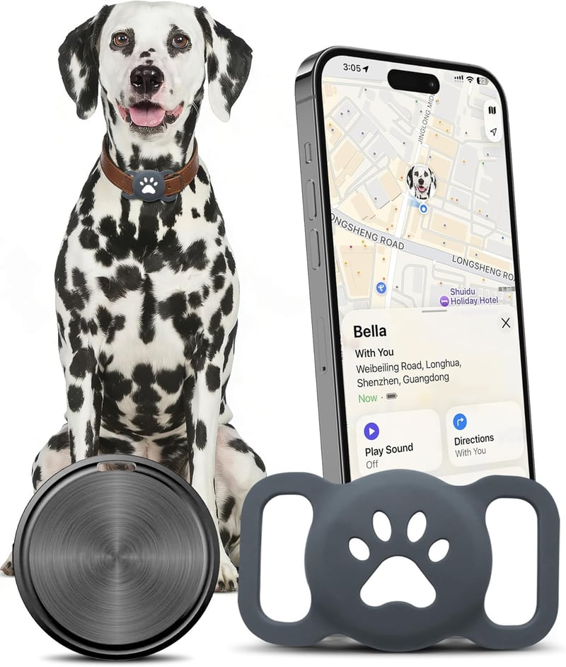Middle Rabbit GPS nyomkövető Apple iOS-hez, AirTag alternatíva kutyanyakörvre - black