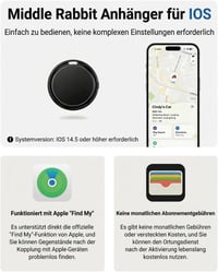 Middle Rabbit GPS nyomkövető Apple iOS-hez, AirTag alternatíva kutyanyakörvre - black 2