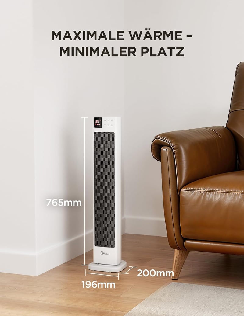 Midea 2000W kerámia elektromos fűtőtest termosztáttal, távirányítóval és 24 órás időzítővel