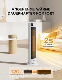 Midea 2000W kerámia elektromos fűtőtest termosztáttal, távirányítóval és 24 órás időzítővel 2