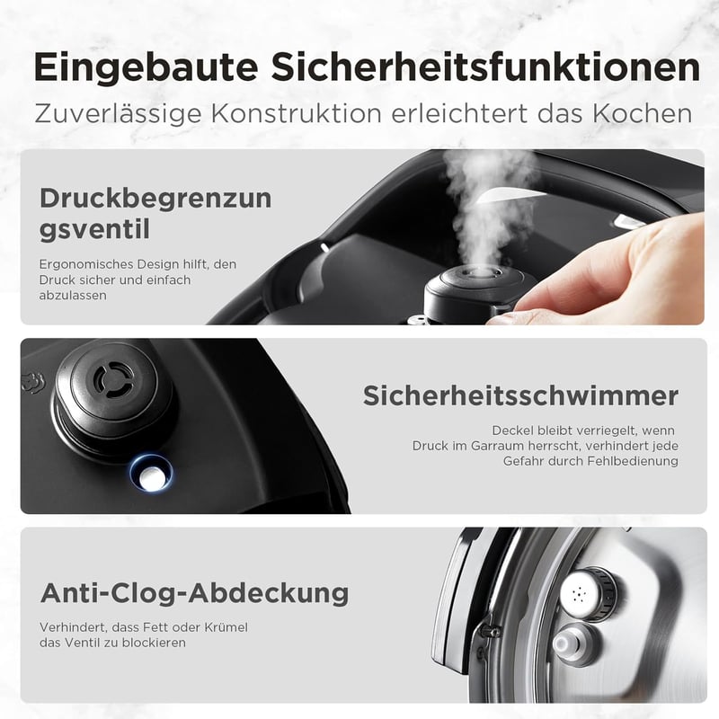 Midea 9-in-1 Elektromos Kukta 8L - Multifunkciós Főzőedény Joghurt, Rizs, Lassú Főzés, Sous Vide, Gőzölés Funkciókkal, Rozsdamentes Acél Bel