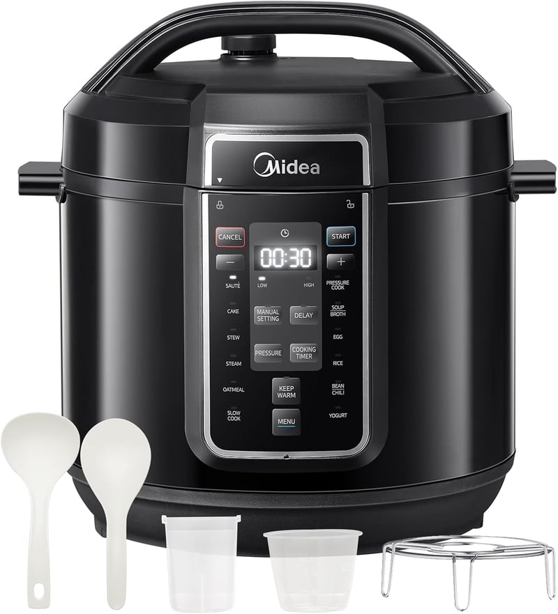 Midea 9-in-1 Elektromos Kukta 8L - Multifunkciós Főzőedény Joghurt, Rizs, Lassú Főzés, Sous Vide, Gőzölés Funkciókkal, Rozsdamentes Acél Bel