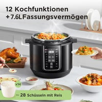 Midea 9-in-1 Elektromos Kukta 8L - Multifunkciós Főzőedény Joghurt, Rizs, Lassú Főzés, Sous Vide, Gőzölés Funkciókkal, Rozsdamentes Acél Bel 3