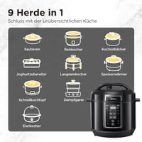 Midea 9-in-1 Elektromos Kukta 8L - Multifunkciós Főzőedény Joghurt, Rizs, Lassú Főzés, Sous Vide, Gőzölés Funkciókkal, Rozsdamentes Acél Bel 2