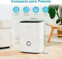 Midea Csendes Párátlanító 20L - Energiatakarékos Légtisztító 50m² Helyiségekhez, Kivehető Tartállyal, 43dB Zajszinttel, Fehér 5