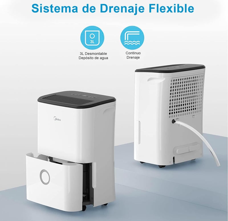 Midea Csendes Párátlanító 20L - Energiatakarékos Légtisztító 50m² Helyiségekhez, Kivehető Tartállyal, 43dB Zajszinttel, Fehér