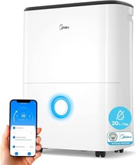 Midea Csendes Párátlanító 20L - Energiatakarékos Légtisztító 50m² Helyiségekhez, Kivehető Tartállyal, 43dB Zajszinttel, Fehér 1
