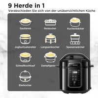 Midea Elektromos Kukta 9 az 1-ben, 6 literes, 12 programos Multifőző, Rizsfőző, Lassú Főző, Joghurtkészítő, Párolóedény, Rozsdamentes Belső Edény, Fekete 3