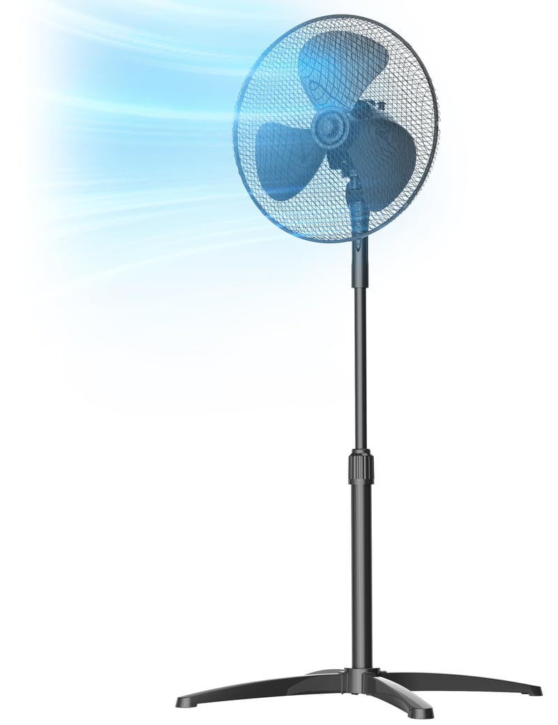 Ventilator cu picior Midea FS40-25MSE(BL), 40 cm, motor din cupru, 3 trepte de viteză, oscilație 90°, înălțime reglabilă 96-125 cm, debit de aer 40 m³/min