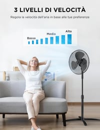 Ventilator cu picior Midea FS40-25MSE(BL), 40 cm, motor din cupru, 3 trepte de viteză, oscilație 90°, înălțime reglabilă 96-125 cm, debit de aer 40 m³/min 9