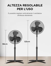Ventilator cu picior Midea FS40-25MSE(BL), 40 cm, motor din cupru, 3 trepte de viteză, oscilație 90°, înălțime reglabilă 96-125 cm, debit de aer 40 m³/min 11