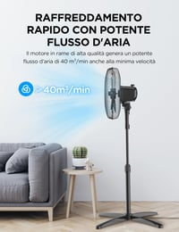 Ventilator cu picior Midea FS40-25MSE(BL), 40 cm, motor din cupru, 3 trepte de viteză, oscilație 90°, înălțime reglabilă 96-125 cm, debit de aer 40 m³/min 8