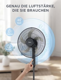 Ventilator cu picior Midea FS40-15FR cu telecomandă, 55W, 3 viteze, afișaj LED, temporizator 7,5 ore, oscilație 80°, înălțime reglabilă, negru 9