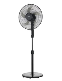 Ventilator cu picior Midea FS40-15FR cu telecomandă, 55W, 3 viteze, afișaj LED, temporizator 7,5 ore, oscilație 80°, înălțime reglabilă, negru 1