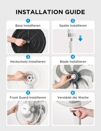 Stojanový ventilátor Midea FS40-16CR s DC motorom, diaľkové ovládanie, 12 rýchlostí, 12-hodinový časovač, 4 režimy, 22 dB, biely, energeticky úsporný, LED displej, nastaviteľná výška 8