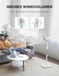 Stojanový ventilátor Midea FS40-16CR s DC motorom, diaľkové ovládanie, 12 rýchlostí, 12-hodinový časovač, 4 režimy, 22 dB, biely, energeticky úsporný, LED displej, nastaviteľná výška 3