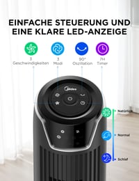 Stĺpový ventilátor Midea FZ10-17JR s diaľkovým ovládaním, 92 cm, čierny 5