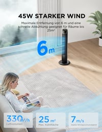 Stĺpový ventilátor Midea FZ10-17JR s diaľkovým ovládaním, 92 cm, čierny 2
