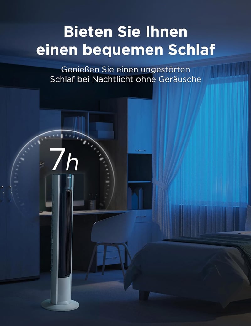 Midea FZ10-19BRA torony ventilátor távirányítóval, 7 órás időzítő, 3 sebesség