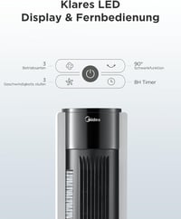 Midea FZ10-19BRA torony ventilátor távirányítóval, 7 órás időzítő, 3 sebesség 6