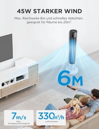 Midea FZ10-19BRA torony ventilátor távirányítóval, 7 órás időzítő, 3 sebesség 3