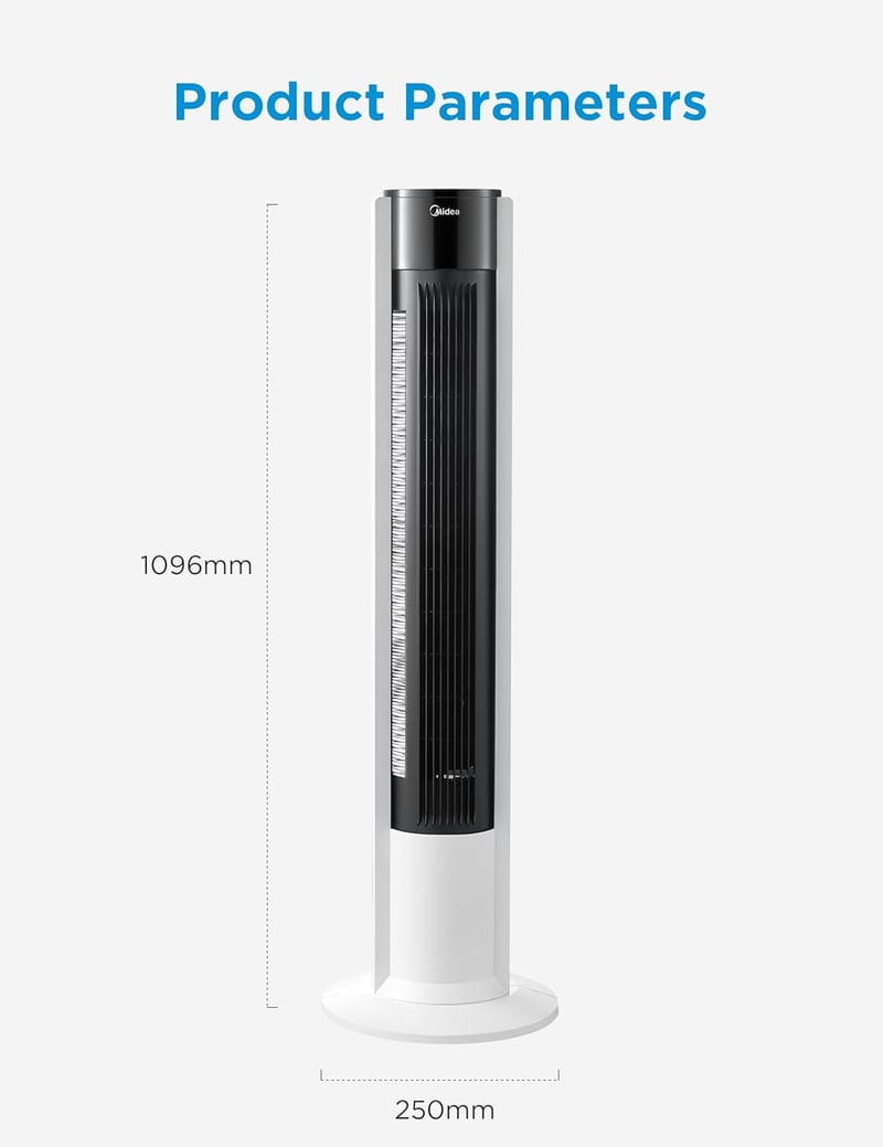 Midea FZ10-19BRA torony ventilátor távirányítóval, 7 órás időzítő, 3 sebesség