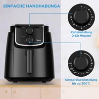 Midea MF-TN40D2 XL Airfryer 3.5L Dual Cyclone technológiával, 1500W, 200°C 3
