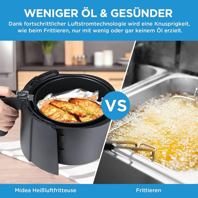 Midea MF-TN40D2 XL Airfryer 3.5L Dual Cyclone technológiával, 1500W, 200°C