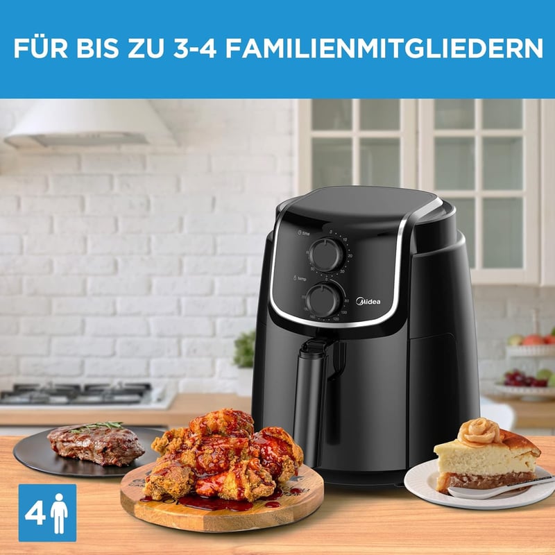 Midea MF-TN40D2 XL Airfryer 3.5L Dual Cyclone technológiával, 1500W, 200°C