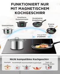 Plită cu inducție Midea MIH741F238K0 cu 4 zone de gătit, 7400W, suprafață ceramică, control tactil, blocare acces copii, oprire automată 7