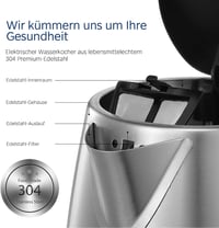 Midea MKE17M1ADS rozsdamentes vízforraló 1,7L, 2200W gyorsforraló, LED kijelzővel 3