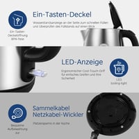 Midea MKE17M1ADS rozsdamentes vízforraló 1,7L, 2200W gyorsforraló, LED kijelzővel 7