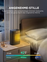 Keramický ohrievač Midea NT20-20AR PTC 2000 W, 4 režimy, 24-hodinový časovač, termostat, ochrana proti prehriatiu a prevráteniu, do kancelárie a spálne 6