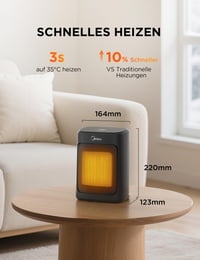 Keramický ohrievač Midea NT20-20AR PTC 2000 W, 4 režimy, 24-hodinový časovač, termostat, ochrana proti prehriatiu a prevráteniu, do kancelárie a spálne 2