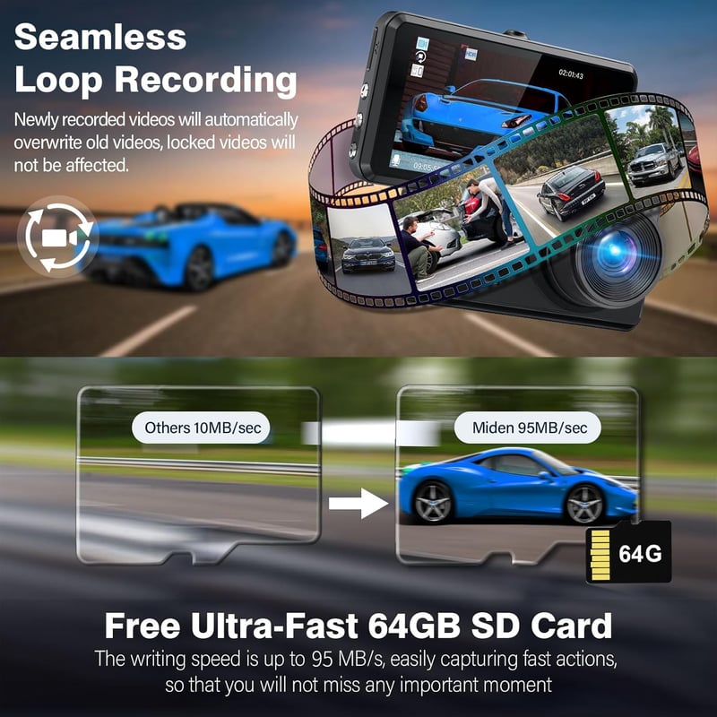 Miden Autós Fedélzeti Kamera Dash Cam Full HD Autóvideó Rögzítő