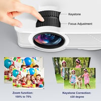 Miden Mini Projektor 1080P Full HD, 9000 Lumen Hordozható Videó Projektor 260" Kijelzővel, Otthoni Mozi HDMI USB VGA Kompatibilis - White 6
