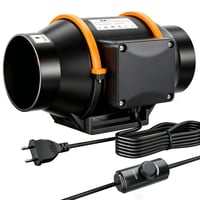 Ventilator de tubulatură MidingChai 100 mm cu regulator de turație, 220 m³/h, ventilator de extracție silențios, protecție la supraîncălzire, UE 1
