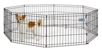 Skladacia kovová ohrádka pre psov MidWest Homes for Pets s dvierkami, kotviacimi kolíkmi, hracia plocha 1,5 m², výška 61 cm, čierny elektrostatický náter 1