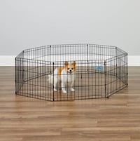 Skladacia kovová ohrádka pre psov MidWest Homes for Pets s dvierkami, kotviacimi kolíkmi, hracia plocha 1,5 m², výška 61 cm, čierny elektrostatický náter 3
