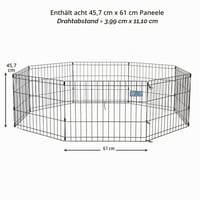 Skladacia kovová ohrádka pre psov MidWest Homes for Pets s dvierkami, kotviacimi kolíkmi, hracia plocha 1,5 m², výška 61 cm, čierny elektrostatický náter 4