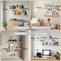 Mifurn Képpolc Fehér 90 cm 2 db-os Szett Lebegő Fali Polc Emelt Elő- és Hátsó Éllel Képkeretekhez Könyvekhez és Dekorációhoz Nappaliba Hálószobába Előszobába 9