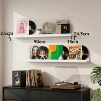 Mifurn Képpolc Fehér 90 cm 2 db-os Szett Lebegő Fali Polc Emelt Elő- és Hátsó Éllel Képkeretekhez Könyvekhez és Dekorációhoz Nappaliba Hálószobába Előszobába 2