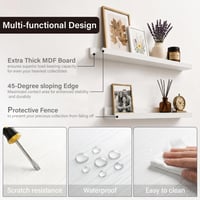 Mifurn Képpolc Fehér 90 cm 2 db-os Szett Lebegő Fali Polc Emelt Elő- és Hátsó Éllel Képkeretekhez Könyvekhez és Dekorációhoz Nappaliba Hálószobába Előszobába 5