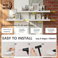 Mifurn Képpolc Fehér 90 cm 2 db-os Szett Lebegő Fali Polc Emelt Elő- és Hátsó Éllel Képkeretekhez Könyvekhez és Dekorációhoz Nappaliba Hálószobába Előszobába 8