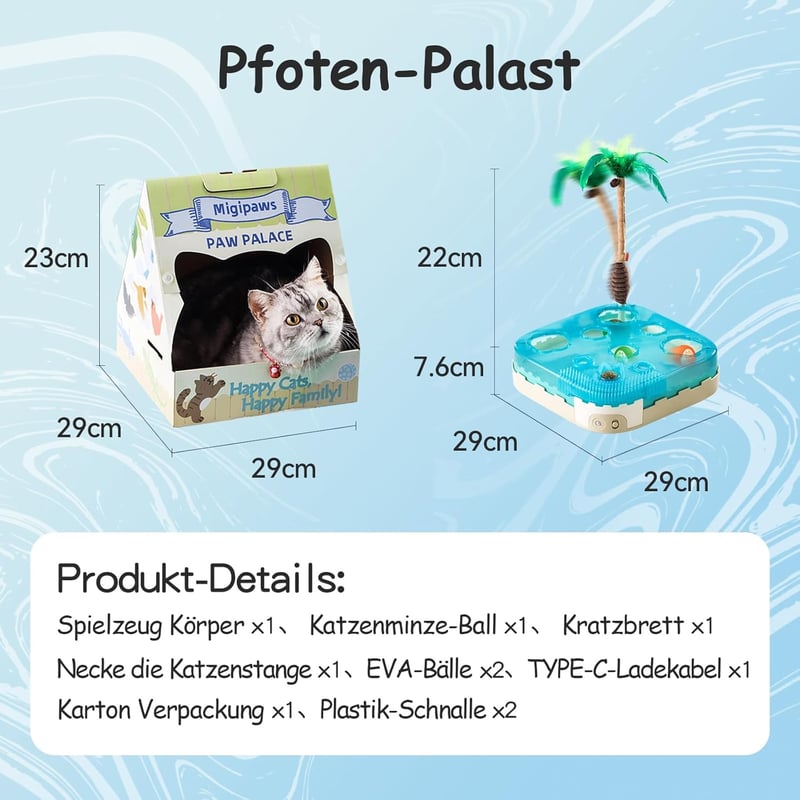 Migipaws 7 az 1-ben interaktív macskajáték mozgásérzékelővel és LED fénnyel - Migipaws Coconut Island