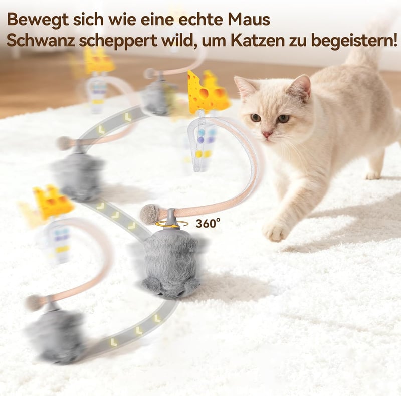 Migipaws Interaktív Elektromos Egér Macskajáték Mozgó Farokkal és Catnip