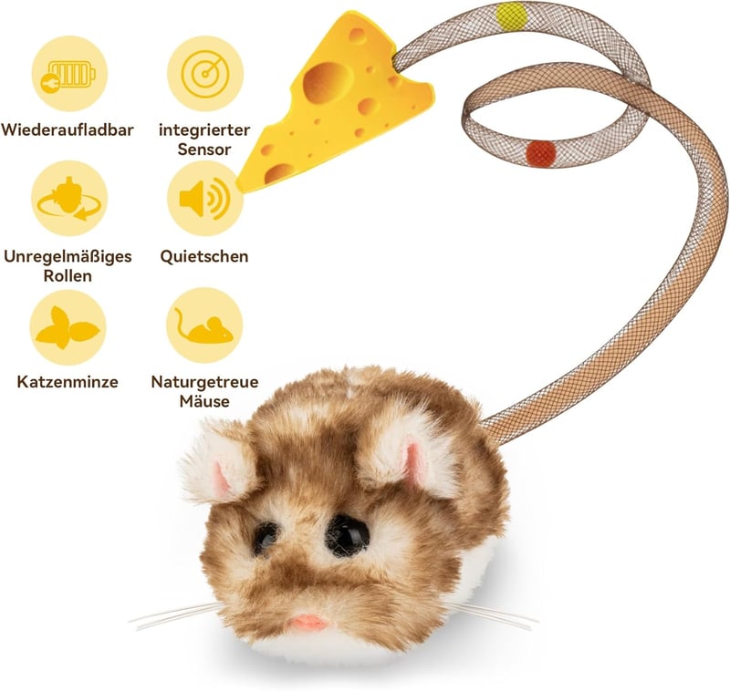 Migipaws Interaktív Elektromos Egér Macskajáték Mozgó Farokkal és Catnip