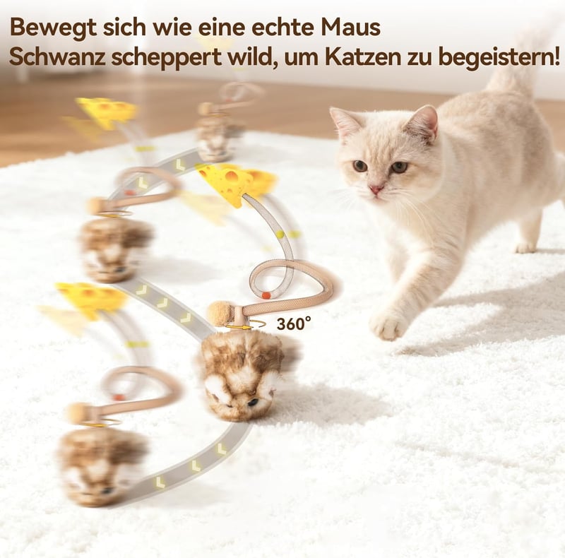 Migipaws Interaktív Elektromos Egér Macskajáték Mozgó Farokkal és Catnip