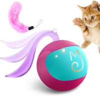 Migipaws interaktív macska játék szett, automatikus gördülő labda, fluffy farokkal, egérrel, rózsaszín 1